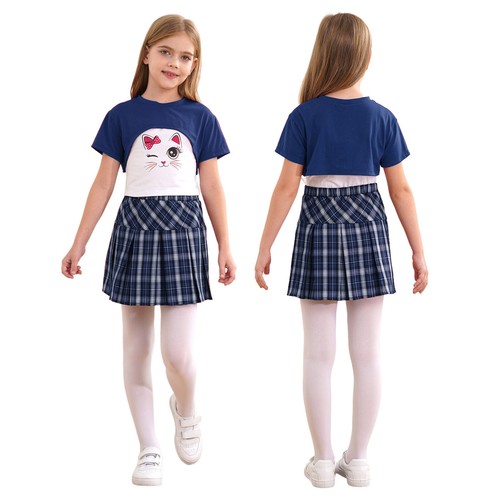 Kids Girls Camisole Gifts Pleated Skirt Outdoor Crop Top Vacation Outfit Vest - Picture 19 of 42