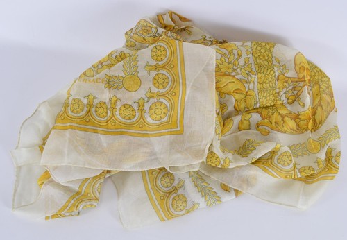 NEW Versace $525 Gold Cream Modal Silk BAROQUE Scarf - Picture 6 of 9