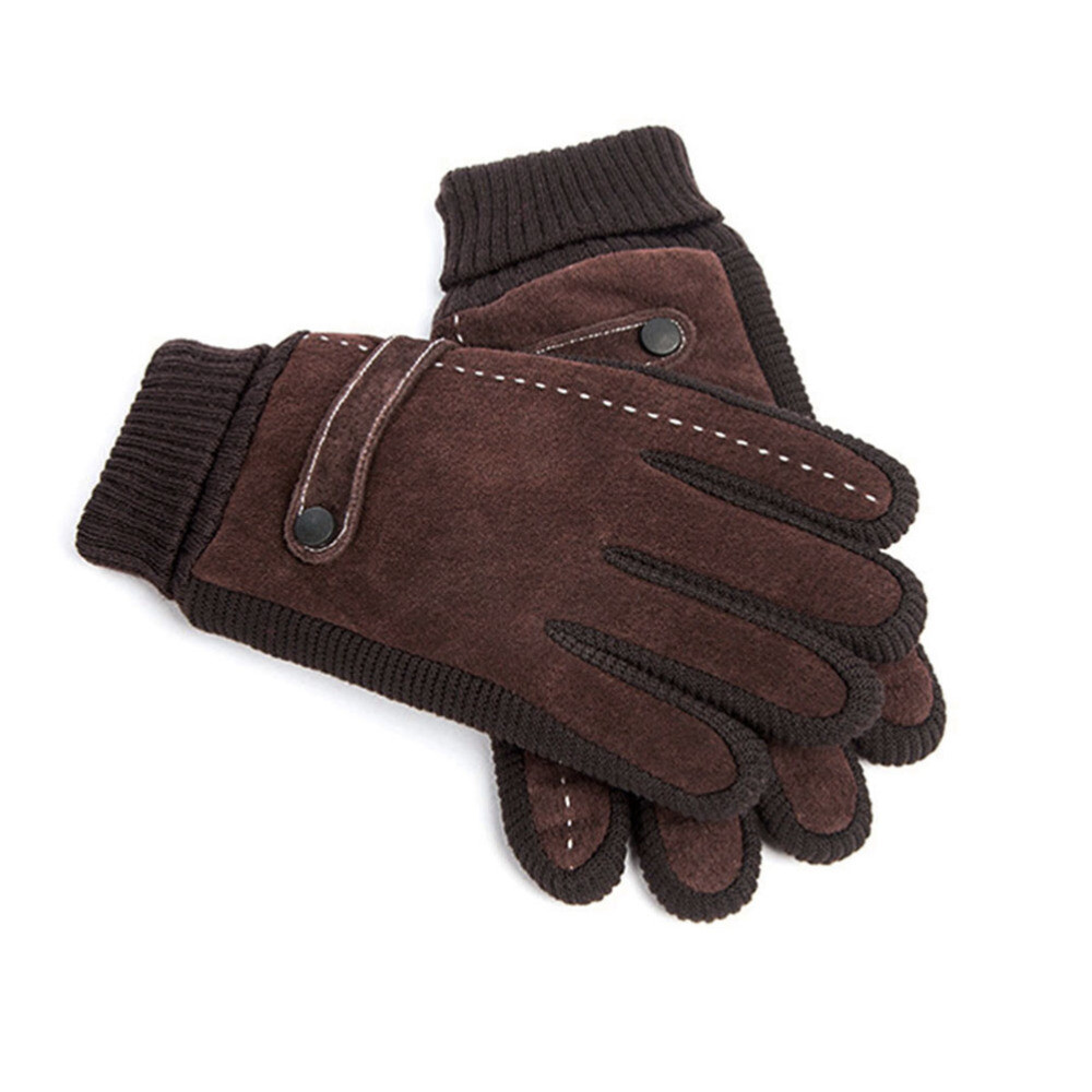 Gants en cuir d'hiver pour hommes Gants épais en laine polaire chaud et  coupe-ve