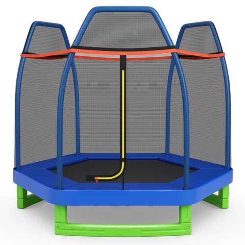 7 FT Kids Trampoline Recreational Bounce Jumper w/ Double-Sided Zipper Outdoor