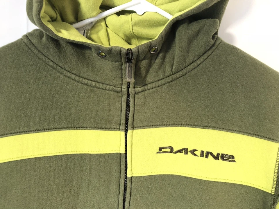 Jaqueta suéter Dakine masculina tamanho pequeno verde branca listrada zíper completo com capuz - Imagem 4 de 4