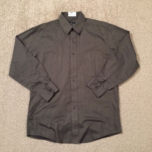 Jos A Bank Shirt Mens Medium Green Herringbone Long Sleeve Button Up