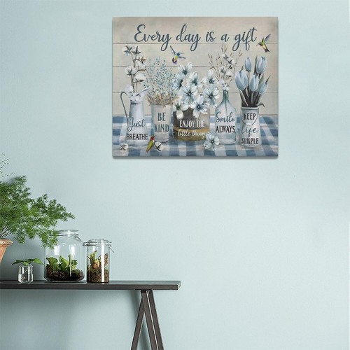 Farmhouse Flower Bathroom Decor Wall Art Rustic Flower Every Day is A Gift Bu... - Picture 3 of 7