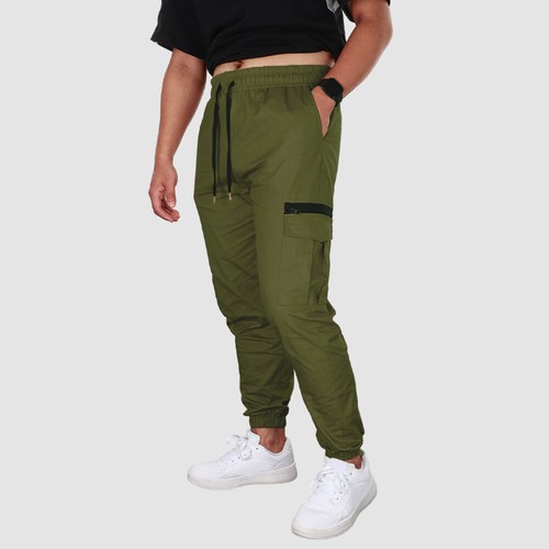 Mens Elasticated Waist Cargo Pant Pockets Combat Work Slim Fit Trousers Joggers - Picture 7 of 17