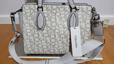 NEW CALVIN KLEIN WOMEN'S SIGNATURE LOGO JACQUARD SATCHEL NEW CALVIN KLEIN WOMEN'S SIGNATURE LOGO JACQUARD SATCHEL