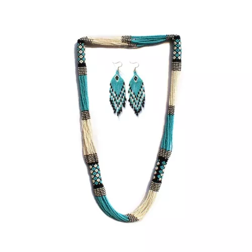 New Handmade Seed Bead Boho American Style Beaded Multi Strand Necklace Earrings - 第 1/3 張圖片