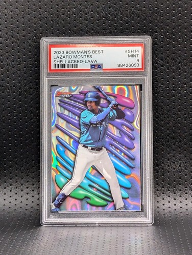 2023 Bowman's Best Lazaro Montes RC Shellacked LAVA SSP 1/50 PSA 9 MINT FirstOne - Picture 6 of 6