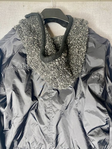 Vintage CS Signature L Black- Gray Reversible Fleece Windbreaker Hooded Jacket - Picture 6 of 7