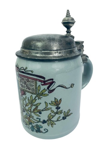 Mettlach 1526 Antique German Stein Flagbearer of Patriotism ~ 1906 Trophy Stein - Picture 7 of 16