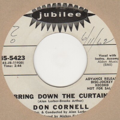 Don Cornell Bring Down The Curtain Jublee DEMO Soul Northern Motown