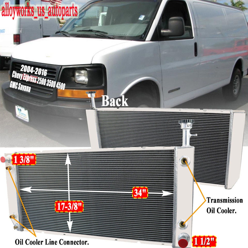 3 Row Aluminum Radiator For 2004-2016 07 Chevy Express 2500 3500 4500 ...