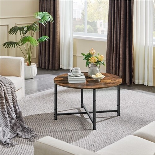 Rustic Small Round Coffee Table for Living Room??80CM Industrial Coffee Table - Picture 12 of 12