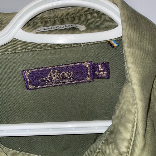 Akoo Men's Unique Green Spade 100% Cotton Button Down Shirt Size L N - Picture 10 of 16