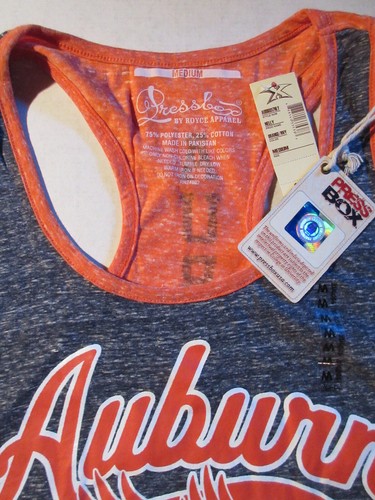 Pressbox AUBURN Tigers Women's M Medium Blue/Orange Nelly Racerback Tank Top - Picture 4 of 7