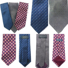 MENS TIES SET OF 3 BLUE WITH DESIGNS GRAY AND RED WITH DESIGNS