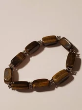 Brown Cats eye looking Glass stones stretch bracelet  (B74)