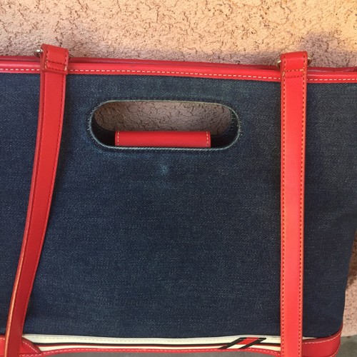 Tommy Hilfiger Denim Purse Leather Messenger Bag Vintage Red White Blue - Picture 5 of 12