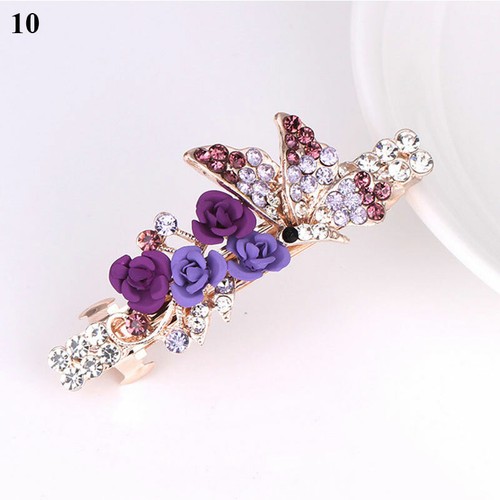 Colorful Metal Hair Clips Crystal Rhinestones Peacock Hairpin Women Barrettes + - Picture 22 of 83