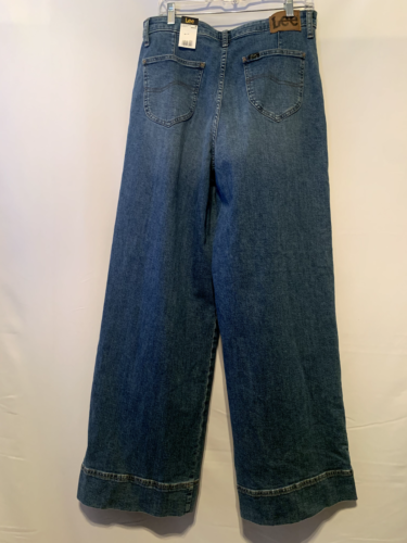 Lee Brand Wide Leg Women's Size 16 Retro Blue High Rise Denim Trouser Jean - Picture 2 of 13
