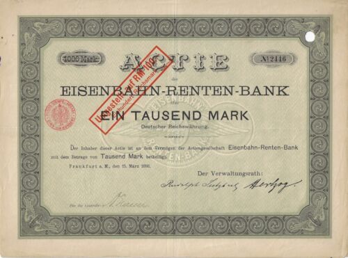 Eisenbahn-Renten-Bank, Frankfurt a. Main, 1898, 1000 M.