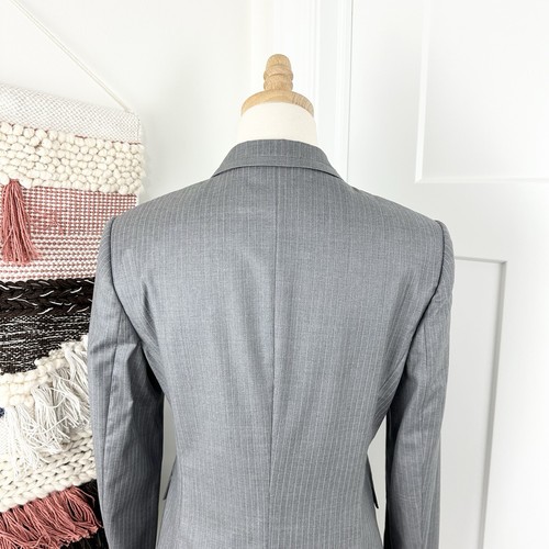 BOSS Hugo Boss Jelenna Nadelstreifen Wolle Einreiher Blazer Anzug Sakko Grau 10 - Bild 9 von 14