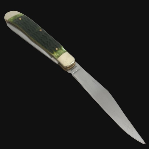 FROST CUTLERY GERMAN MADE  ANTIQUE GREEN JIGGED BONE LARGE TRAPPER - Picture 9 of 12