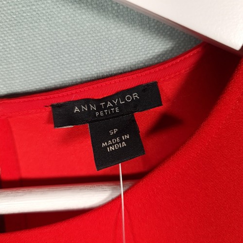 ANN TAYLOR Top Womens Small Petite Red Short Sleeve Shirt NEW - Picture 6 of 14