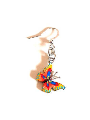 🦋Sweet Multicoloured Enamel Butterfly Silver tone Earrings🦋 - Picture 5 of 8