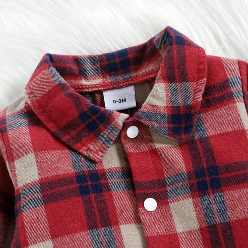 Baby Boy Clothes Infant Outfits Long Sleeve Plaid Bodysuit Romper + Jeans Ove... - Picture 8 of 9