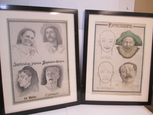 Par de bocetos enmarcados sobre papel cartón francés Jean Cailliez 1926 - 19 x 27 - Imagen 1 de 9