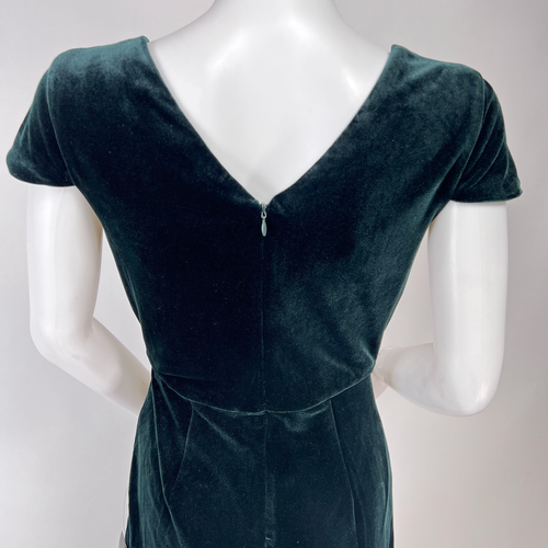 Lulus Green Velvet Deep V Neck Maxi Dress Back Slit Cap Sleeves NWT Size Small - Picture 5 of 9