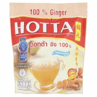 Ginger Hotta 100% Instant Gingen No Sugar Herbal Powder Drink Natural 7g x 10Pcs