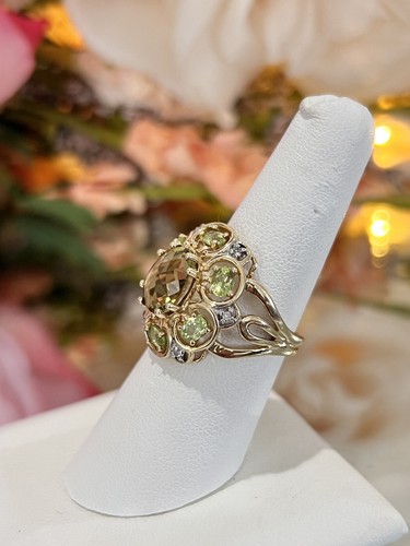 10k Yellow Gold QVC Lemon Citrine Diamond Statement Cocktail Ring Size 7 - Picture 6 of 9