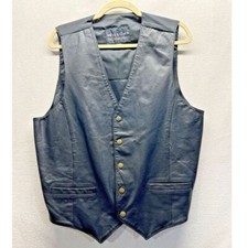 Wilsons Leather Classic Snap Closure Biker Black Vest Size L