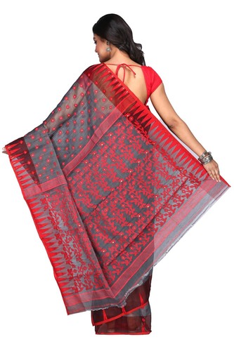 Mujeres indias tradicional Resham Dhakai Jamdani saris fiesta ropa festiva especial - Imagen 3 de 3