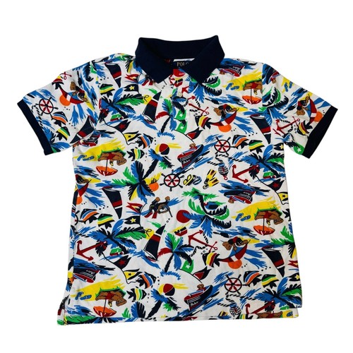 Polo Ralph Lauren Grafik Poloshirt Maritim Bär Logo Kurzarm Kinder M-L