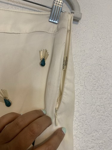 Blu Pepper Women Sz Small White Peacock beaded High Waisted shorts - Picture 3 of 7