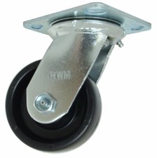 RWM Casters 45 Series Plate Caster Swivel Polyolefin Wheel Celcon Bearing WO39