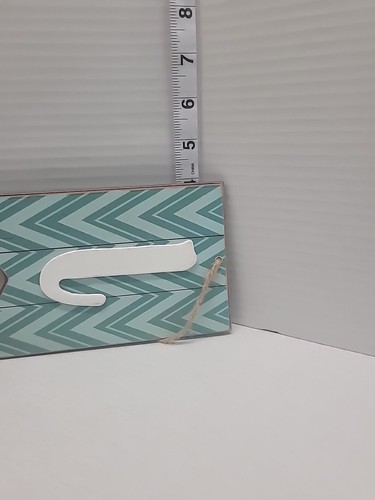 Studio Decor Boho Modern Alphabet Letter L Blue Green Chevron 4" x 6.5" - Picture 6 of 6