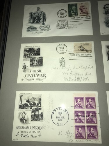 1950s / 60s - Abraham Lincoln - 6 First Day Covers - Framed - 18" x 17” - Stamps - Picture 2 of 5