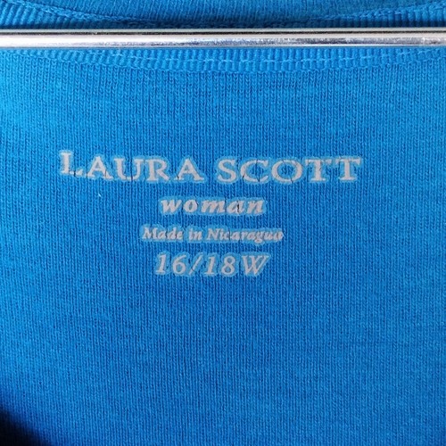 Womens Size 16 - 18 W Blue Top Laura Scott T Shirt Cotton Short Sleeve Tee - Picture 4 of 10