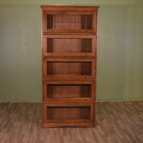 Mission Craftsman Style Oak Barrister Bookcase - 5 Stack - Picture 3 of 5