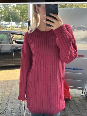 Damen Pullover Oberteil SheIn Rot Oversize 38/M Strick Top Zustand