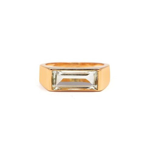 3 Ct Green Amethyst Valentine's Bezel Ring 14k Solid Yellow Gold - Picture 3 of 5