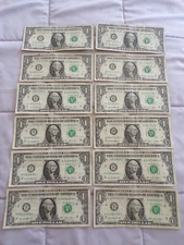 2013 Series $1 Dollar Bill Star Note Duplicates 12 Total