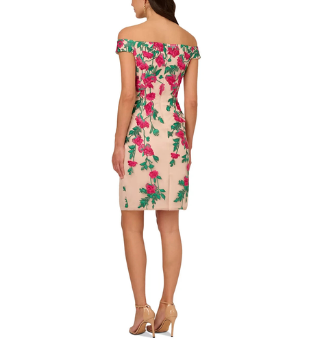 Adrianna Papell Cascading Florals Off-The-Shoulder Dress MSRP $199 - Picture 2 of 5