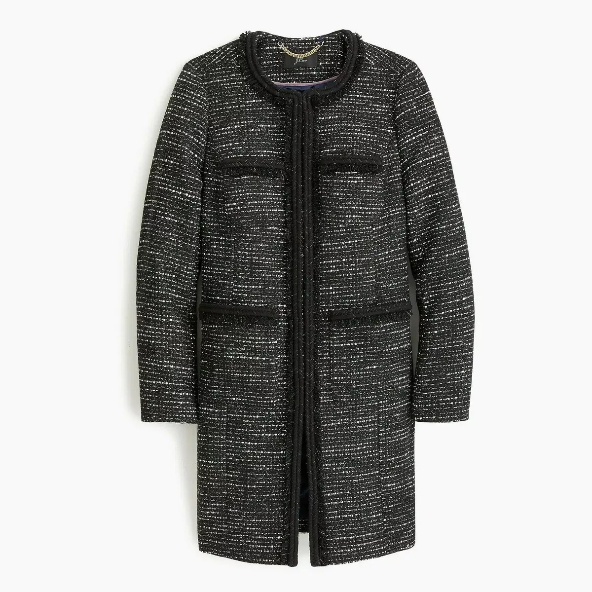 Lady jacket in multicolor metallic tweed with shop braided trim