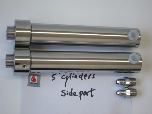 Lowrider Hydraulics chrome 5"cylinder lock-in screw side port, for bomb vehicles - Picture 3 of 6