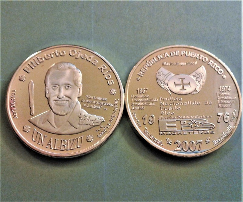 1 Albizu FILIBERTO OJEDA Lares PUERTO RICO SILVER plate coin token ficha medalla
