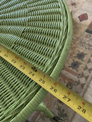 Maine Cottage Furniture Green Wicker Round Accent Side End Table Shabby Boho - Picture 3 of 5